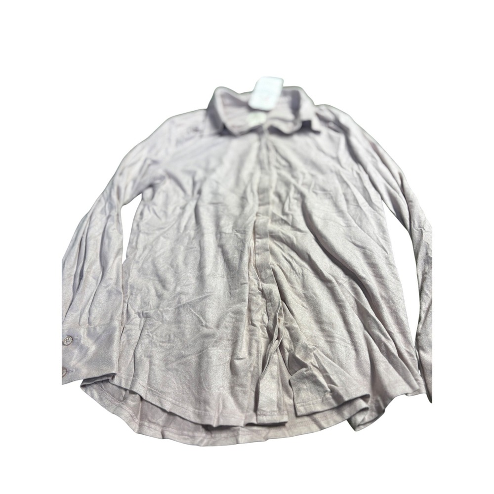 Chicos‎ Womens Long Sleeve Button Down Shirt Top Size 0 Light Purple Textured